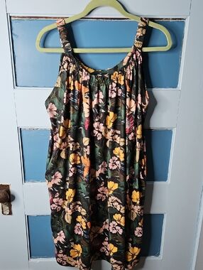 Womens Tropical Tank Style Dress Or Swimsuit Coverup/pockets XL